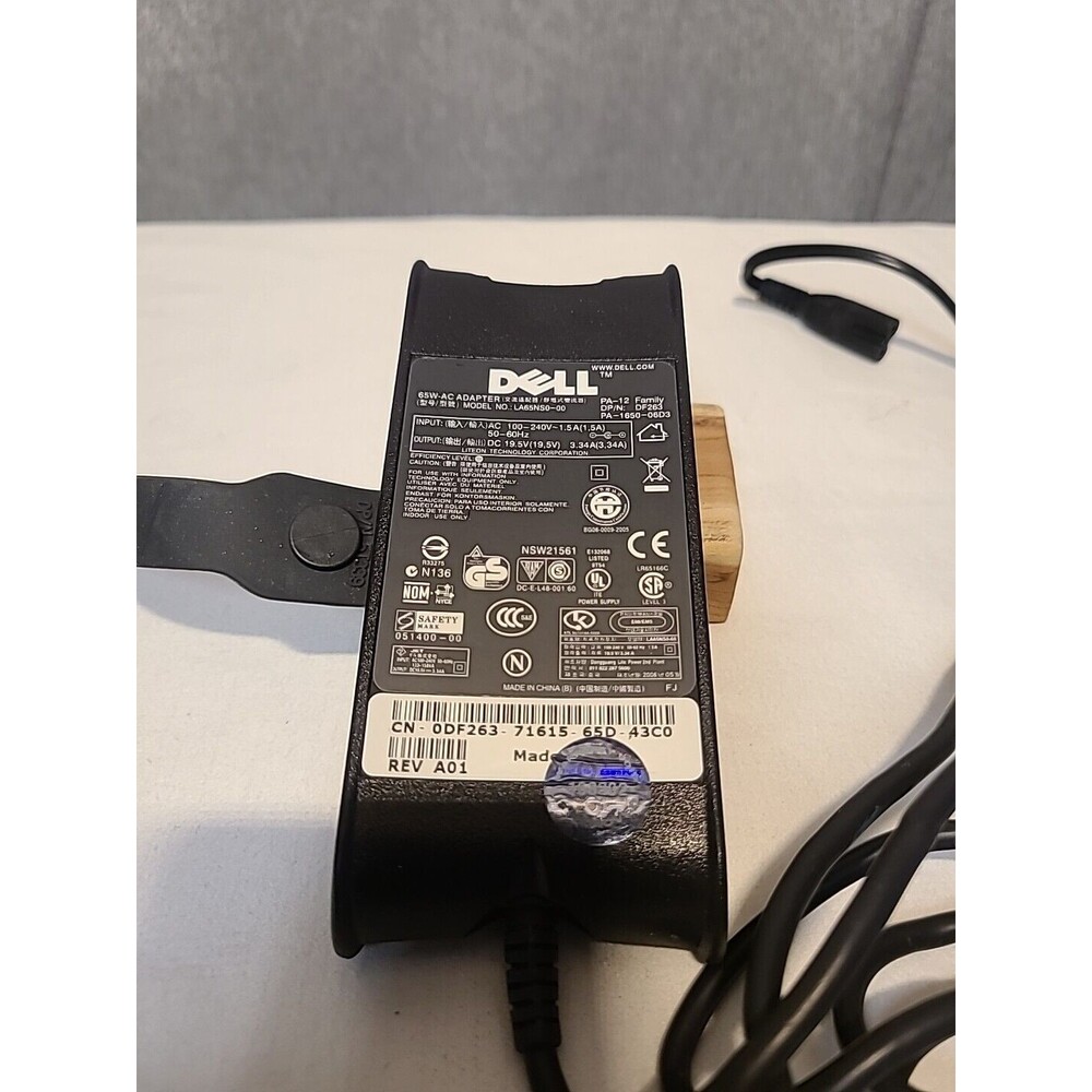 Genuine DELL Laptop Charger 65W AC Adapter Power Supply #LA65NS0-00 Cord Strap